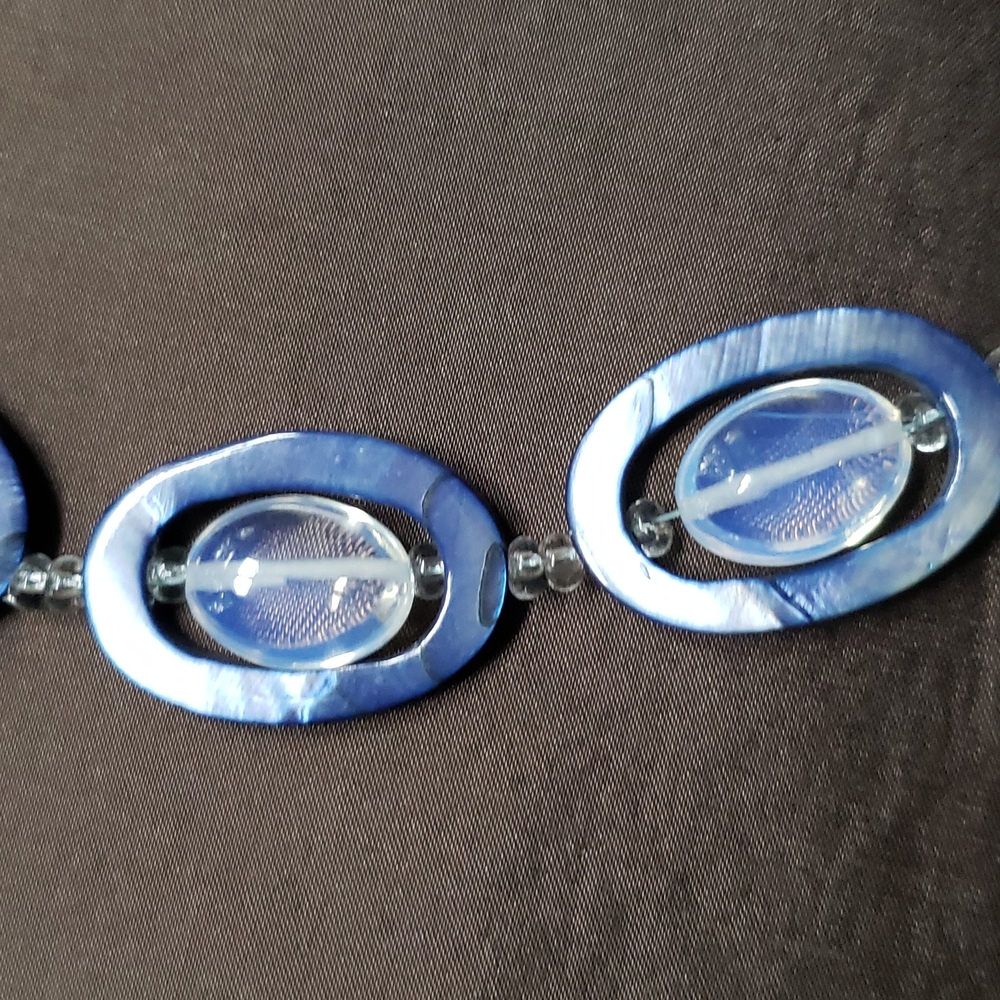 🔥HP🔥 VTG Opalite / Abalone Link Necklaces, blue tone - Picture 7 of 13